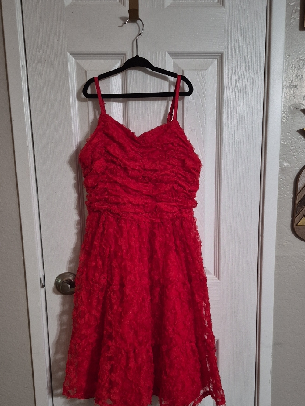 Kensie Vibrant Red Floral Lace Spaghetti-Strap Dress